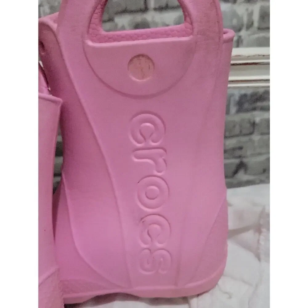 CROCS Kids Pink Waterproof Handle It Rain Boots Sz 12, Outdoor